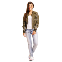 Jacke Leder Look Best Emilie Z29 Khaki S