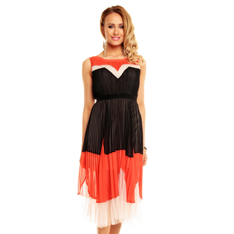 Kleid Lucy H83514 Schwarz-Orange-Beige M